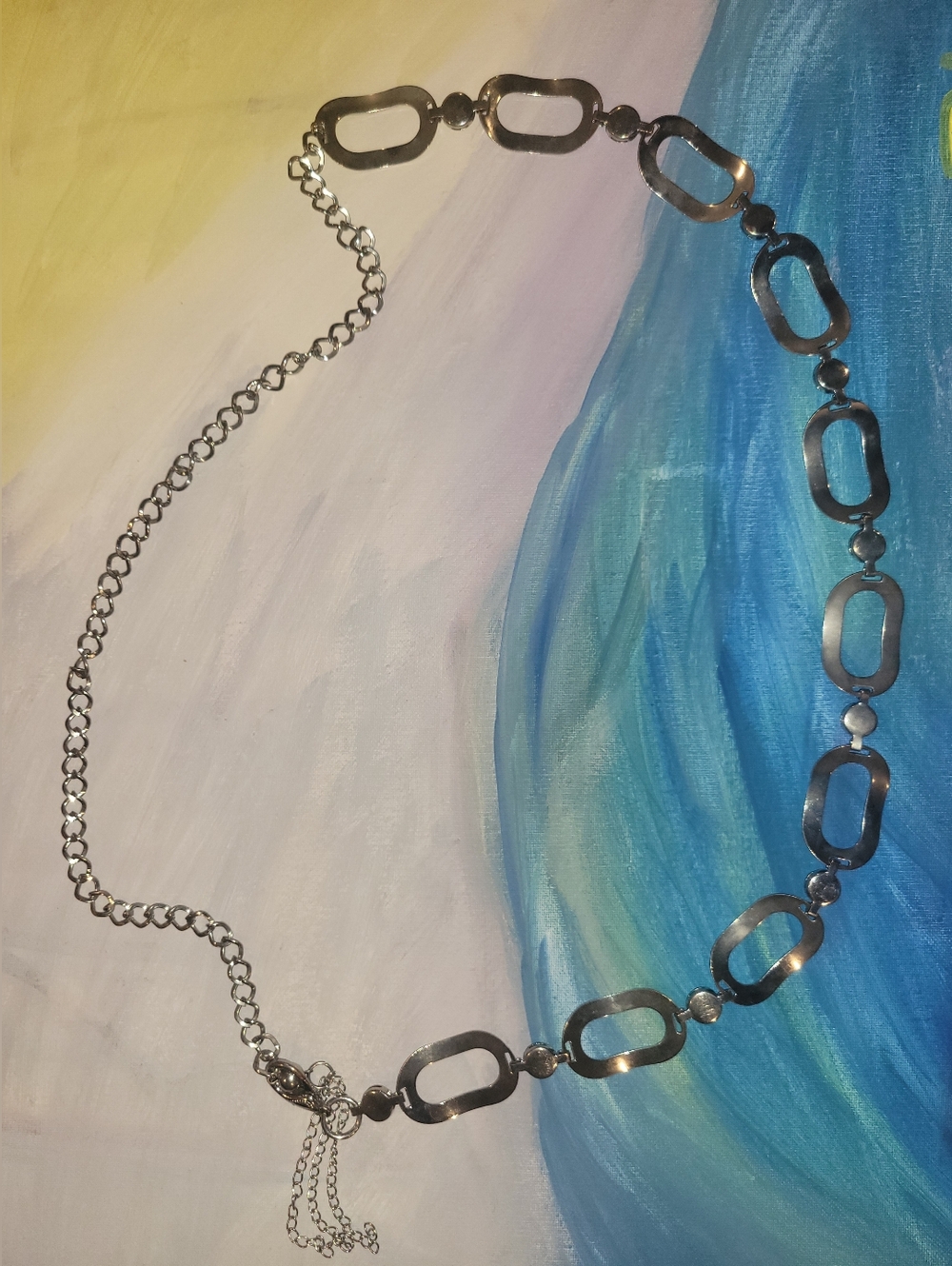 Silver Tone Rhinestone Chain Waist Belt - Picture 6 of 6
